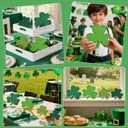 2 x St. Patrick's Day Shamrock Decorations, Wooden Saint Patrick Day Irish Ornament Wood Sign Tiered Tray Decor Set of 4, Green Clover Table Top Decoration for Home, Shelf, Door, Office Party