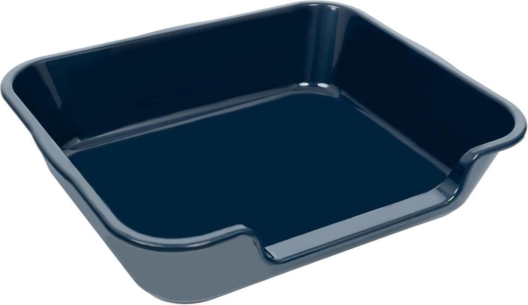 1 Pack Extra Large Dog Litter Box Pan Tray (ABS Material), Low Entry Jumbo Senior Litter Boxes for Multiple Kitten Big Cats, Pet Safe Indoor Dog Potty (Dark Blue, 24" L x 20" W) (Large (Pack of 1))
