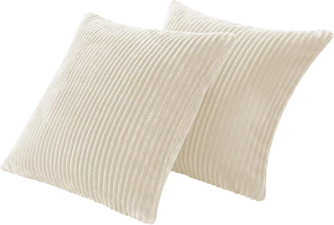 KINGYES Small Pillows Set of 2 for Sofa, Cloud Couch Small Cushions for Indoor Furniture, Beige