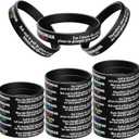 Bible Verses Bracelets Motivational Christian Rubber Bracelets Scripture Faith Hope Wristbands (Black)