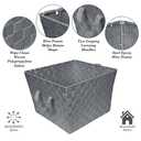 Simplify Large Woven Strap Tote | Decorative Storage Basket | 2 Handles | Organization | Closet | Bedroom | Bathroom | Nursery | Accessories | Toys | Gifts | 1 Pack | Grey