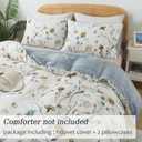 Zusbest Vintage Printed Duvet Cover Set Queen Size 100% Cotton Floral Bedding Wildflower Botanical Pattern Comforter Cover Brown Beige Reversible Bed Cover Crisp Soft All Season 3Pcs, Queen (Meadow Whispers)