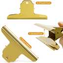 Coideal Gold Metal Bulldog Paper Clips, 3 Pack Stainless Steel Large Bull Clips Clamps for Drawing Board, Home Kitchen Office (5.7 inch / 14.5 cm)