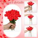 20 Pcs Valentine's Day Crochet Heart Flower Bouquet Handmade Knitted Flowers Bulk with Cards Red Valentine Crochet Flower for Arrangements Floral Bouquet Crafts Decorations Gift for Women Girlfriend