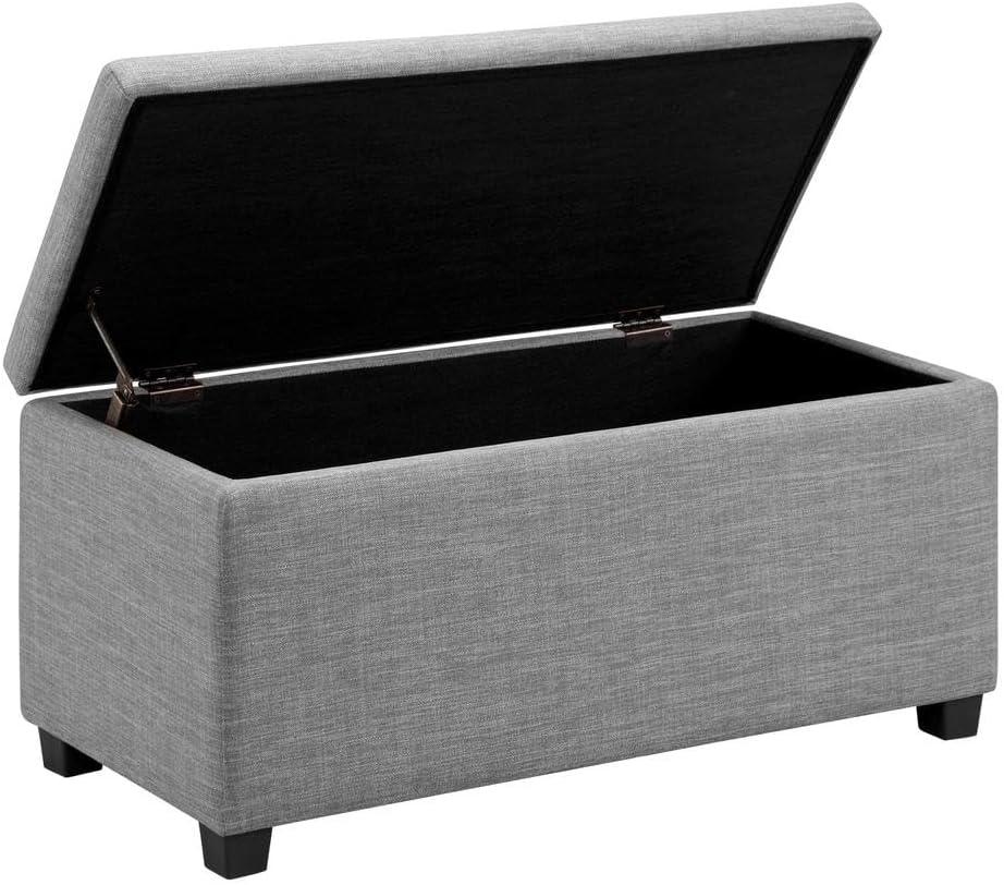 Amazon Basics Upholstered Rectangular Storage Ottoman and Entryway Bench, Polyester, Light Gray, 90.17 cm (W) × 41.91 cm (D) × 43.18 cm (H)