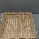 Rattan Diaper Caddy with Divider, Wicker Scalloped Baby Basket