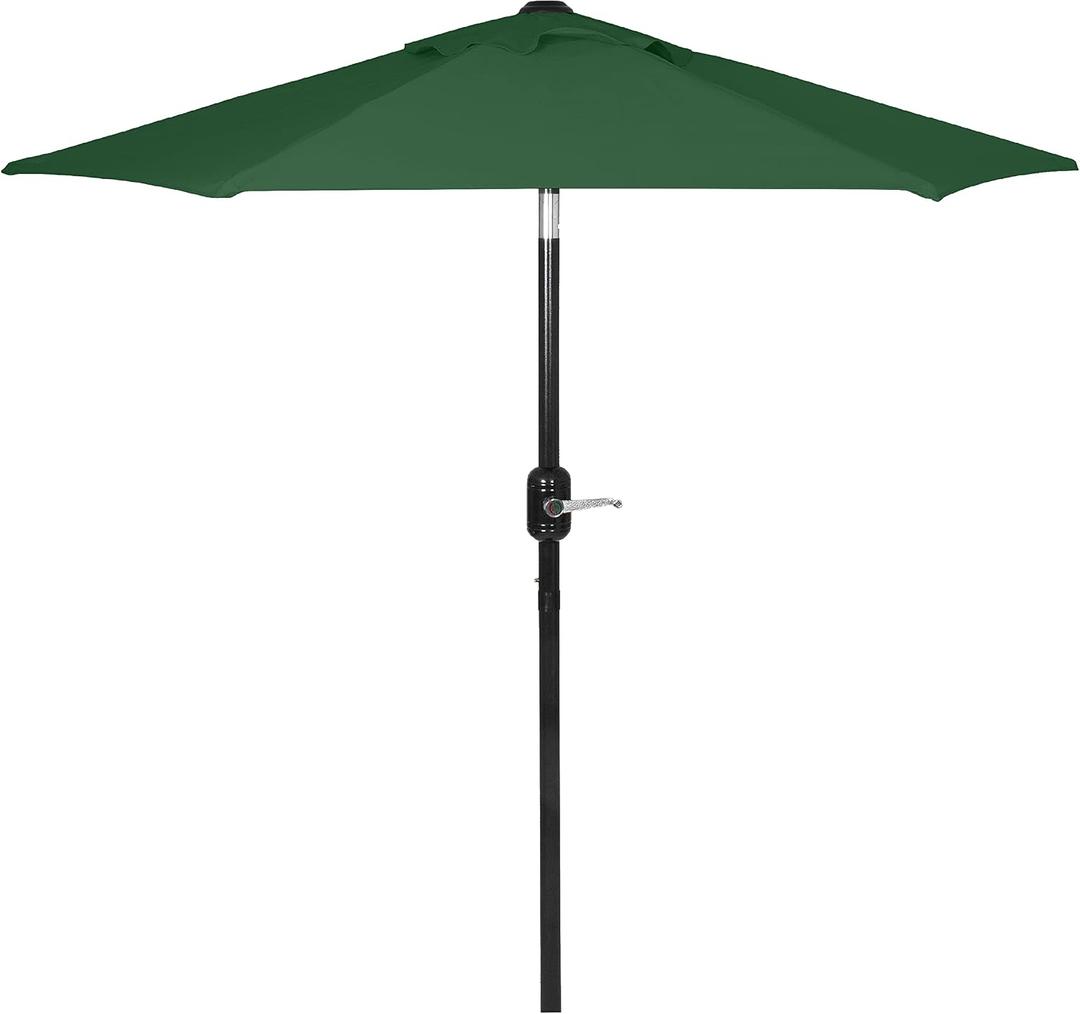 6 Ft Outdoor Patio Umbrella, Easy Open/Close Crank and Push Button Tilt Adjustment - Hunter Green Market Umbrellas