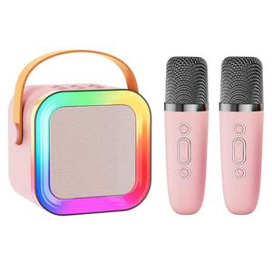 Mini Karaoke Machine Speaker for Kids Adults,Portable Bluetooth with 1-2 Wireless Microphones,Christmas Birthday Gifts Toys Girls Boys Ages 4, 5, 6,7, 8,9,10,11,12+ Years Old Toddler (Pink - 2 Mic)