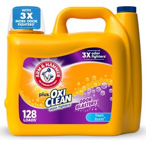 ARM & HAMMER Plus OxiClean Odor Blasters Fresh Burst, 128 Loads Liquid Laundry Detergent, 166.5 Fl oz