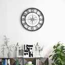Modern Wall Clock, Tempered Glass Compass Pattern Dial Wall Clock Metal Frame Silent Non Ticking Wall Clocks (2. X-Large(14 in))