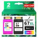 SAILNER 67XL HP Printer Ink, Replacement for HP Ink 67 for HP 67 Ink cartridges Black/Color Combo Pack, Compatible with DeskJet 2755e 2855e 2700e 4155e 2734e 2827e 4100e Envy 6055 6455e Printer 67XL