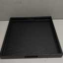 20 * 20 inches Leather Square Serving Tray with Hole Handles,High-End Light Large Service Tray for Ottoman Tray, Tea, Food, Butler - Countertop, Kitchen,Family Dinner, Picnic (Black)