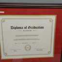 GraduationMall 12x15 Diploma Frame with Red over Gold Mat or Display 16x20 Certificate without Mat,Solid Wood & Tempered Glass,Cherry Finish with Gold Trim