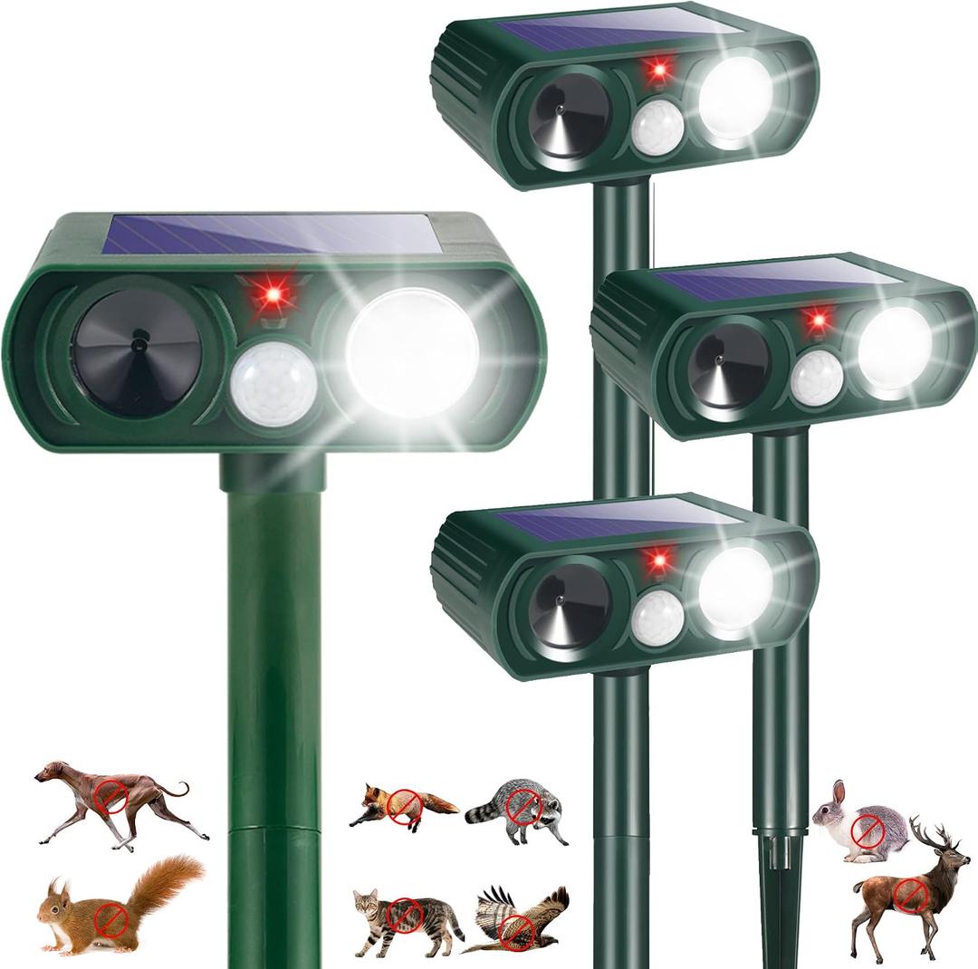 2026 Sonic Fortress Pro Deer Repellent Devices,Squirrel Racoon Repellent Outdoor Cat Deterrent Solar Ultrasonic Animal Repeller IP65 Waterproof with Motion Sensor for Dog Rabbit for Yard Garden