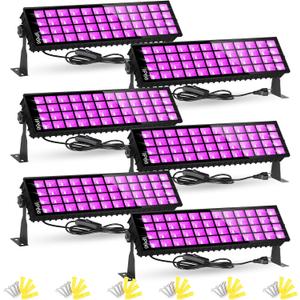 6 Pack 120W LED Black Lights, Blacklight Bar Light Up to 5000ft Area with Switch+Plug+6ft Cable, Glow Party Light Supply for Halloween, Fluorescent Poster, Body Paint, Birthday, Bedroom, Classroom