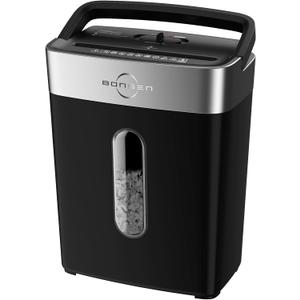 BONSEN Shredder for Home Office, 4 Gallons 8-Sheet Cross Cut Credit Card Shredder, Small Paper Shredder for Home Use, High Security Level P-4, ETL Certification (S3101) (Black)