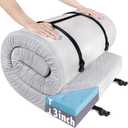 Memory Foam Camping Mattress Pad 3 Inch Thick, Portable Sleeping Pad with Waterproof Cover, Portable Roll Up Cot Mattress Pad Floor Mat for Travel Truck Bed Tent