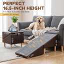 Dog Stairs 2-in-1 Dog Ramp Ottoman 16.5" H Pet Stairs for Small, Medium, Seniors Dogs & Old Cats Foldable Pet Steps for Bed and Couch Sofa Non-Slip 300lb Capacity