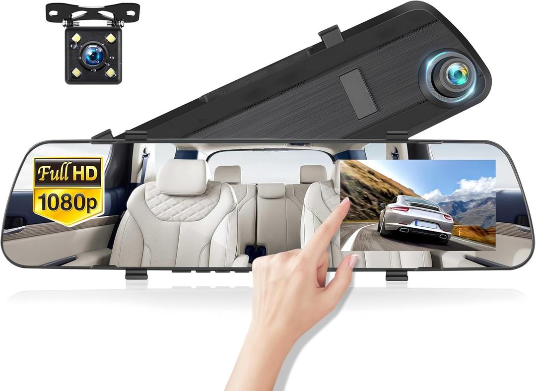 Mirror Dash Cam 4 Inch Rear View Mirror 1080P Front and Rear View Dual Cameras,Motion Detection,Super Night Vision,Parking Assistance,Loop Recording,24H Parking Monitor, Waterproof Backup Camera