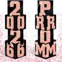 Queekay 8 Pcs Prom Column Standup Photo Booth Decorations 2026 Prom Backdrop Balloon Boxes Cardboard Decoration Column for Party College, 11.8 x 44.9 Inch(Black, Rose Gold)