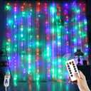 YEOLEH String Lights Curtain,USB Powered Fairy Lights for Party Bedroom Wall,8 Lighting Modes & IP64 Waterproof Ideal for Wedding Valentines Day Decor (Multi-Colored,7.9Ft x 5.9Ft)