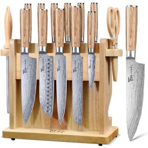 SYOKAMI 2026 Upgrade Knife Set 14 Japanese Style Kitchen Knife Set with Torii-Style Magnetic Block, Razor-Sharp High Carbon Stainless Steel Knives Set for Kitchen with Anti-Slip Handle, Gift for Mom