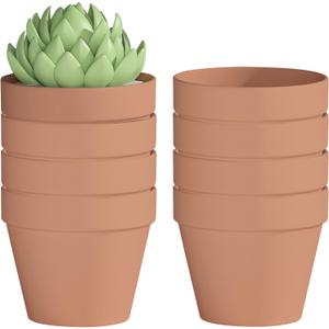 Fcacti Terra Cotta Pots with Drainage Hole - 8 Pack 4.6 Inch Clay Pot Ceramic Pottery Planter Cactus Flower Pots Succulent Pot, Great for Indoor Outdoor Plants, Crafts and Wedding Favor