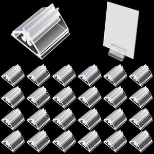 120 PCS Plastic Game Card Stands Blank Board Markers Holder for Price Tags Menus Labels Party Favor Supplies Transparent (Clear)