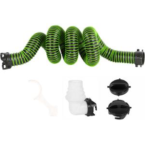10FT RV Sewer Hose, EXTREME Heavy Duty 24 Mil TPE Material for Abrasion Resistance and Crush Protection, Camper Sewer Hose Kit with Pre-Attached Bayonet Fittings, 4-in-1 Adapter Elbow, Green