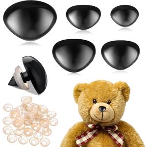Chengu 100 Pcs Plastic Animal Safety Noses for Crochet Toy Noses with Washers 15 mm, 18 mm, 22, 24, 30, for Craft Doll Puppet Plush Bear Accessories(Black)