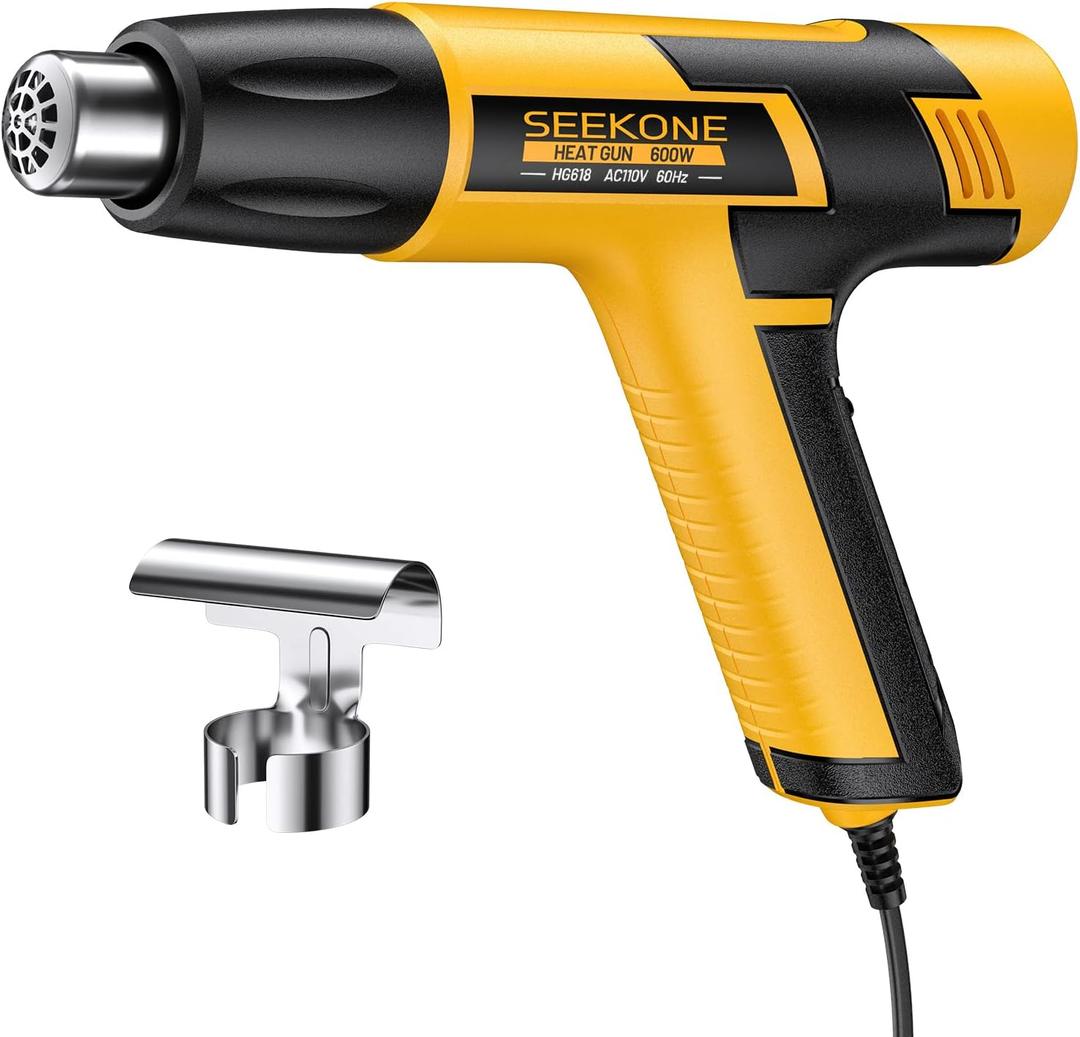 SEEKONE Mini Heat Gun, 600W Dual Temperature Hot Air Gun Tool 572&932, With 4.9Ft Long Cable and Overheat Protection for Crafts, Embossing, Paint Stripping, Shrink Wrap, and Heat Shrink Tube