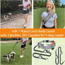 4 in 1 Hands Free Waist Dog Leash, Crossbody Leash with Pouch, Retractable Bungee Shock Absorption, Anti-Burst Design, Reflective, for Medium to Large Dogs (01-Gray)
