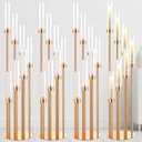 Tessco 4 Sets Gold 7 Arm Floor Candelabra 46.5'' Tall Floor Candle Holders Metal Candle Holders with Acrylic Lampshade Candlestick Centerpiece for Electronic Wedding Home Party Decoration