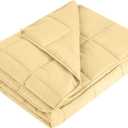 L'AGRATY Weighted Blanket - 60"x80" 15lbs Cooling Breathable Heavy Blanket Microfiber Material with Glass Beads for Adult All-Season Summer Fall Winter Soft Thick Comfort, Beige