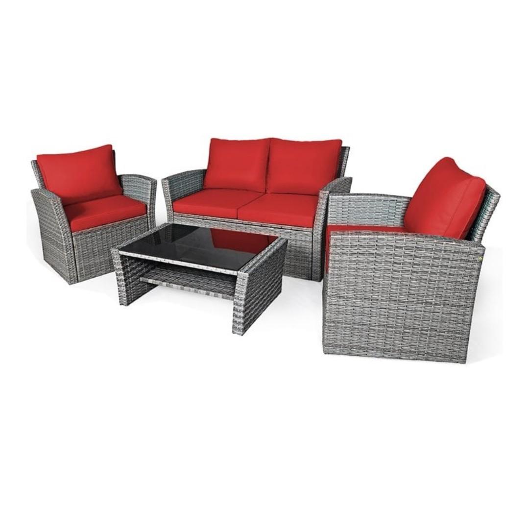 4-piece Rattan Patio Furniture Cushions(Cushions only)