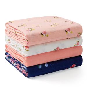 Momcozy Muslin Swaddle Blankets, 4-Pack Breathable and Skin-Friendly Receiving Blankets, Best Wishes Swaddle Blanket Shower Gifts & Baby Girl Newborn Essentials, Large 47"x47", Blooming Dream