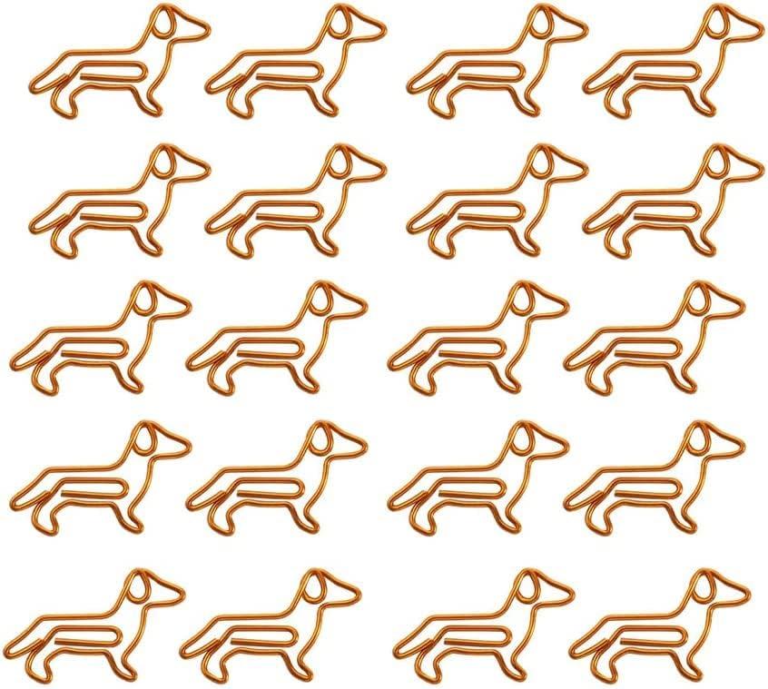 2 x 20 PCS Dachshund Shaped Paper Clips, Cute Small Paper Clips, Cute Paperclips Bookmarks, Holder, Office Supplies Gifts (Orange)