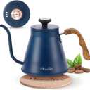 Harriet Gooseneck Kettle with Thermometer for Pour Over Coffee and Tea, 37 fl oz, Stainless Steel, Durable 3-Layer Base, Ideal Spout for Precision Pouring, Compatible with all Stove Tops, Blue