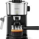 XIXUBX 6 Bar Espresso Machine, 800W Compact Coffee Maker with Stainless Steel Cup Warmer, Steam Milk Frother, Automatic Pressure Relief, Cappuccino & Latte Maker, Black, for Home and Office