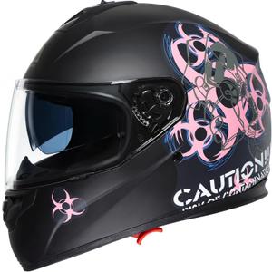 TRIANGLE Full Face Motorcycle Helmet Dual Visor Helmets for Adult Men and Women with Smoked Sunshield DOT Approved (Large, Pink)