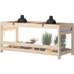 80 Gallon Large Reptile Tank – 4x2x2 Enclosure with Mesh Top, Acrylic Panels & Wood Frame – Bearded Dragon Cage, Snake Enclosure, Reptile Habitat for Lizard, Gecko