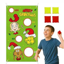 Funny Christmas Toss Game Banner with 4 Bean Bags, Christmas Game for Kids Adults Indoor Outdoor Activities, Holiday Birthday Party Game Supply for Boys Girls Teens, Xmas Classroom Wall Decor