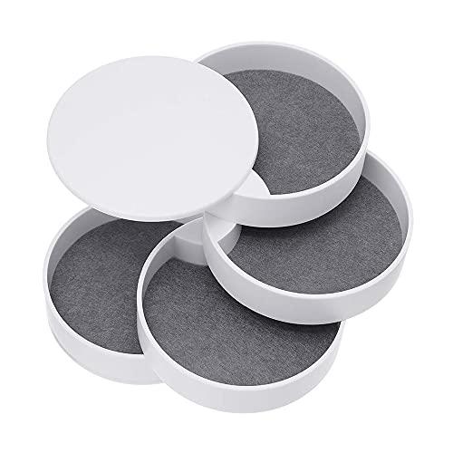 Ldirect Jewelry Organizer Small Jewelry Storage Box 4-Layer Rotating Travel Jewelry Tray Holder for Women Bracelets Rings Bracelets Earrings (White)