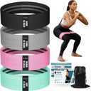 Resistance Bands for Working Out with Guide, 4 Workout Bands for Women & Men, Fabric Exercise Bands for Legs, Hip, Glute, Butt, Booty Bands Set for Yoga, Pilates, Strength (Green, Pink, Gray, Black)