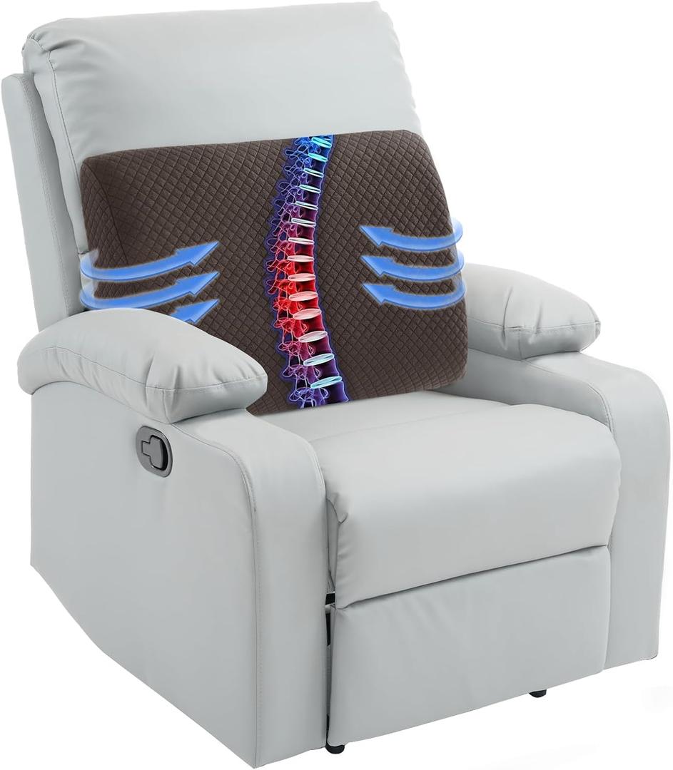 HOMBYS Lumbar Support Pillow for Recliner Chair, Memory Foam Back Support Cushion for Elderly,Extra Large Lumbar Support Pillow,Thick Backrest for Home Reading (Dark Coffee, 20x13.5"x5")