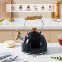 ROCKURWOK Tea Kettle, Tea Pot with Cool Touch Ergonomic Handle, Teapot Food Grade Stainless Steel, Tea Kettle Stovetop, Kettle Teapot, Whistling Tea Kettle, Small Tea Pot, 1.6 Quart (Black)