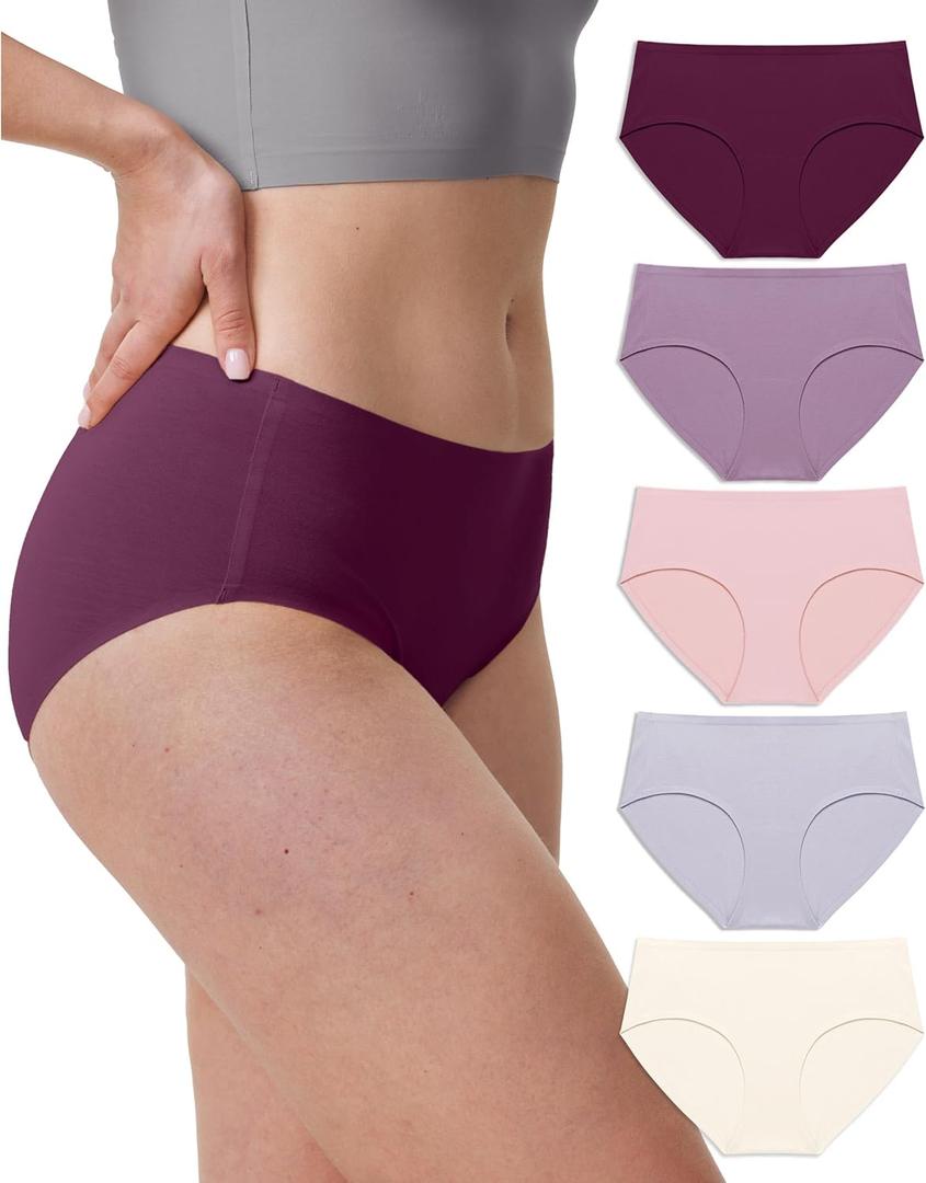Neione Women's Cotton Underwear No Show Hipster Panties with Seamless Look No Panty Lines (5-pk Pastel)