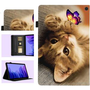 Case for All-New Fire HD 10 Tablet (11th Generation 2021 Release) & Fire HD 10 Plus Auto Sleep/Wake with Elastic Band Multi-Angle Viewing Protective Slim Flip Folio Stand Cover. (Cat Butterfly)