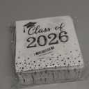 Graduation Decorations 100 PCS Class of 2026 Graduation Napkins Disposable Fancy Cute Black White Polka Dot Cocktail Napkin Congrats Grad Tea Party Favors Supplies Plates Table Decor Dessert Cookies
