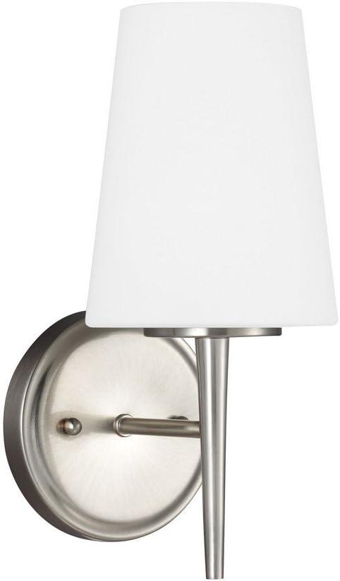 Sea Gull Lighting 4140401-962 Driscoll One Light Wall / Bath Sconce Vanity Style Lights, Brushed Nickel Finish